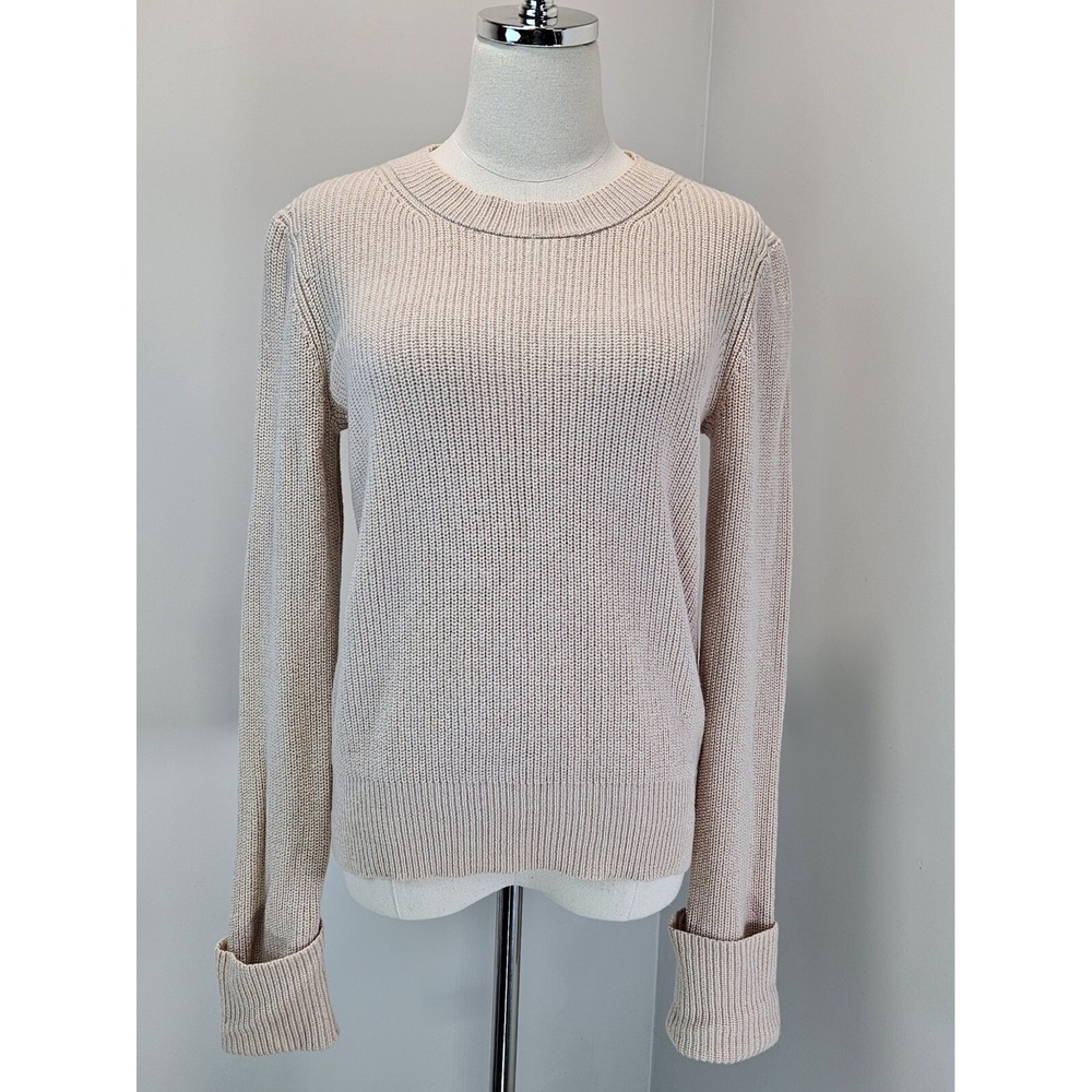 Theory Womens Medium Pale Pink Ribbed Wool Blend Sweater